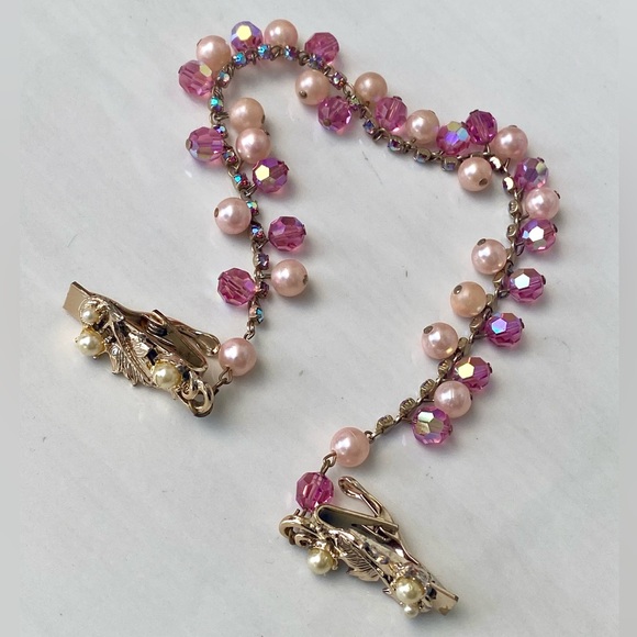 1950’s Vintage Pink Crystal & Rhinestone Sweater Clip - Picture 6 of 11
